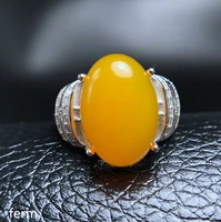 kjjeaxcmy boutique jewelry 925 silver inlaid natura yellow chalcedonyl garnet female ring mini support detection