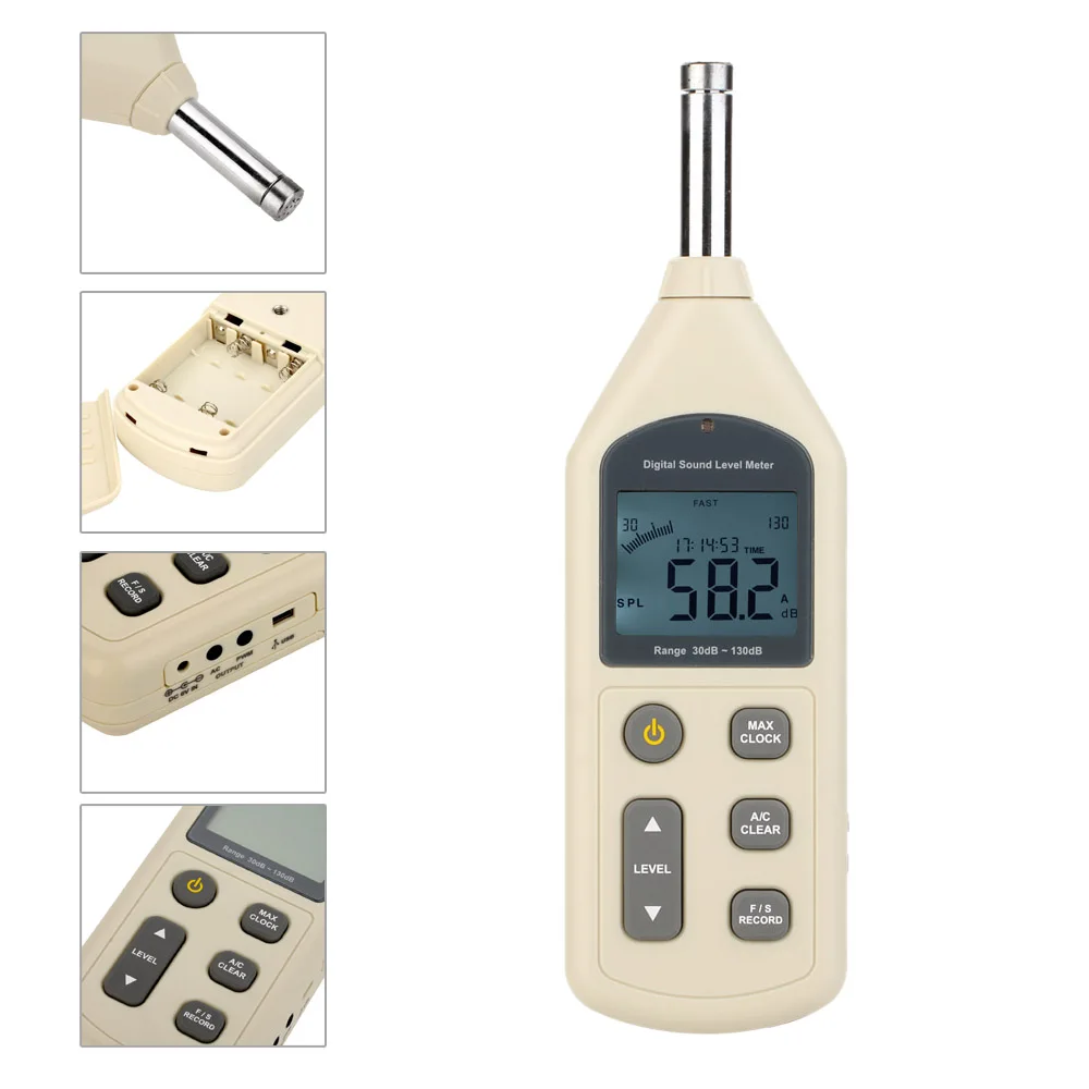 GM1356 Sound Level Meter with USB Digital Noise Tester LCD Screen Audio Vioce Describe Decibel Monitor Pressure | Инструменты