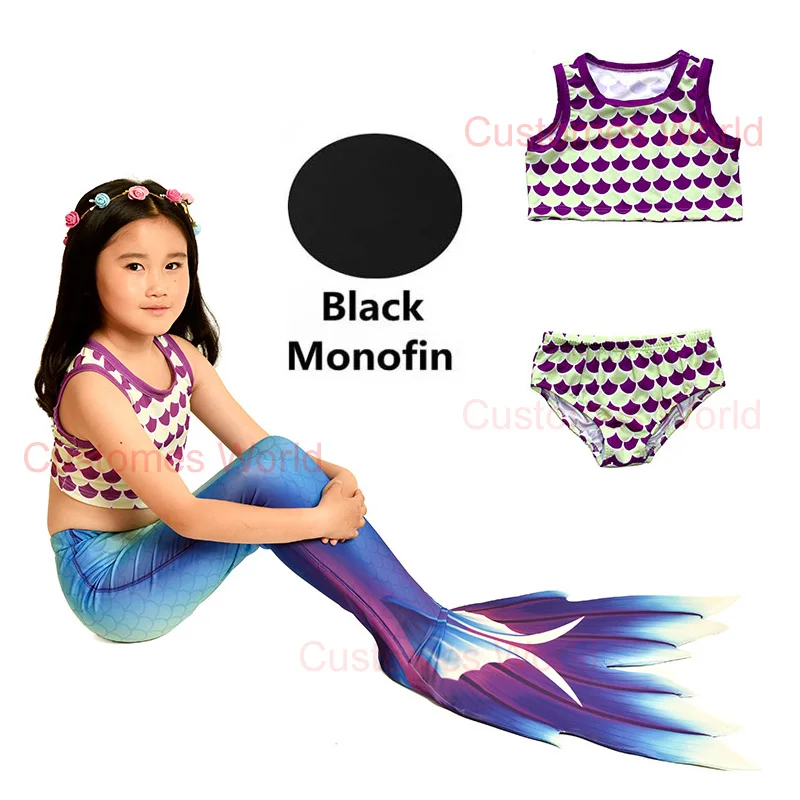 Плавающий хвост маленькой русалки для девочек Детский костюм Русалочки