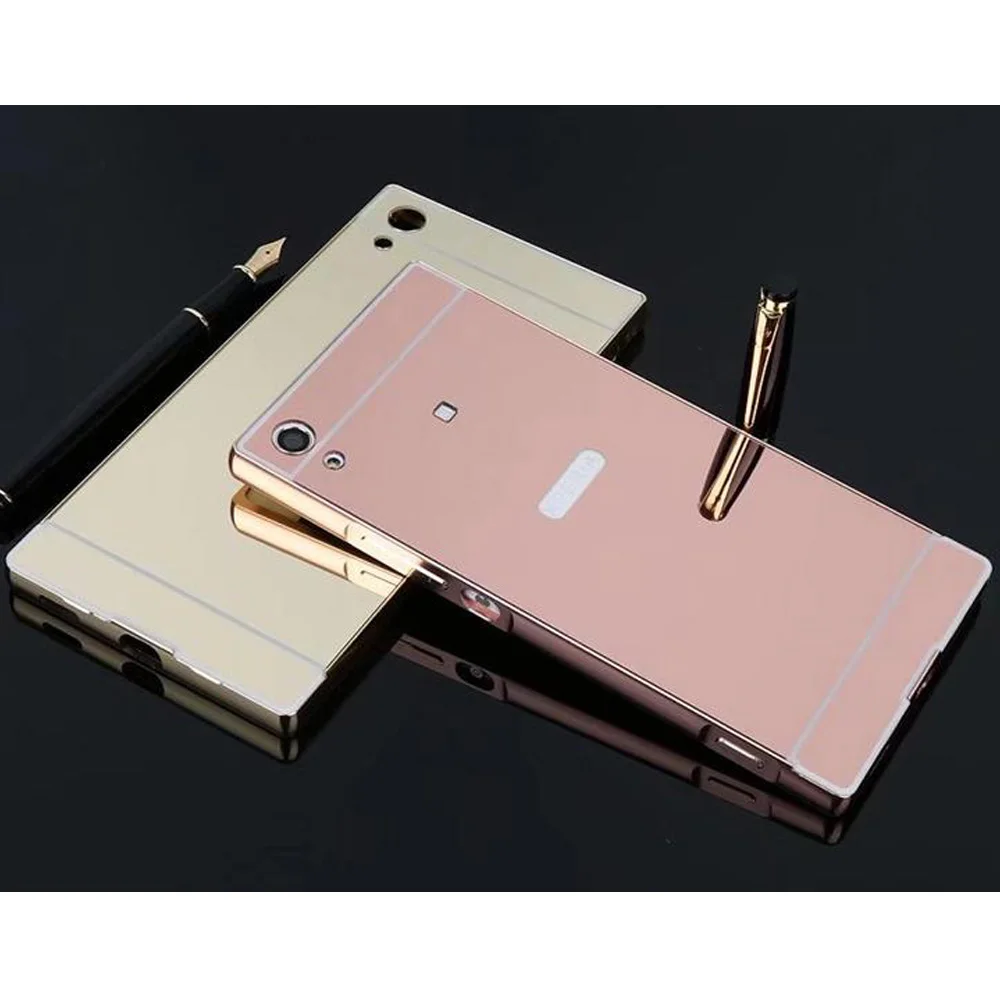 Для sony Xperia XA1 чехол Роскошный Алюминиевый металлический каркас зеркальная