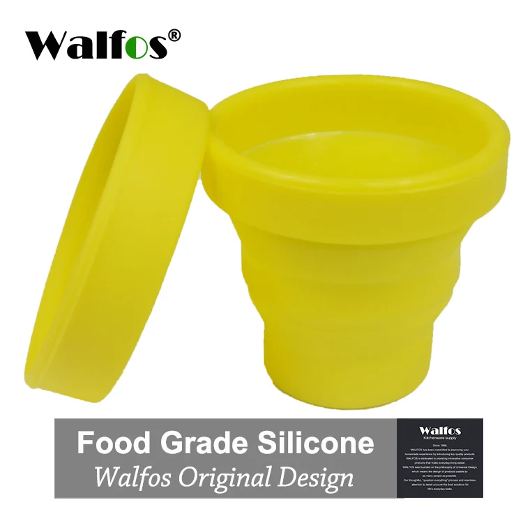 WALFOS 1 шт. Vogue Открытый Силиконовые для путешествий Выдвижная складная бутылка телескопическая складная бутылка для воды - Цвет: WALFOS Yellow