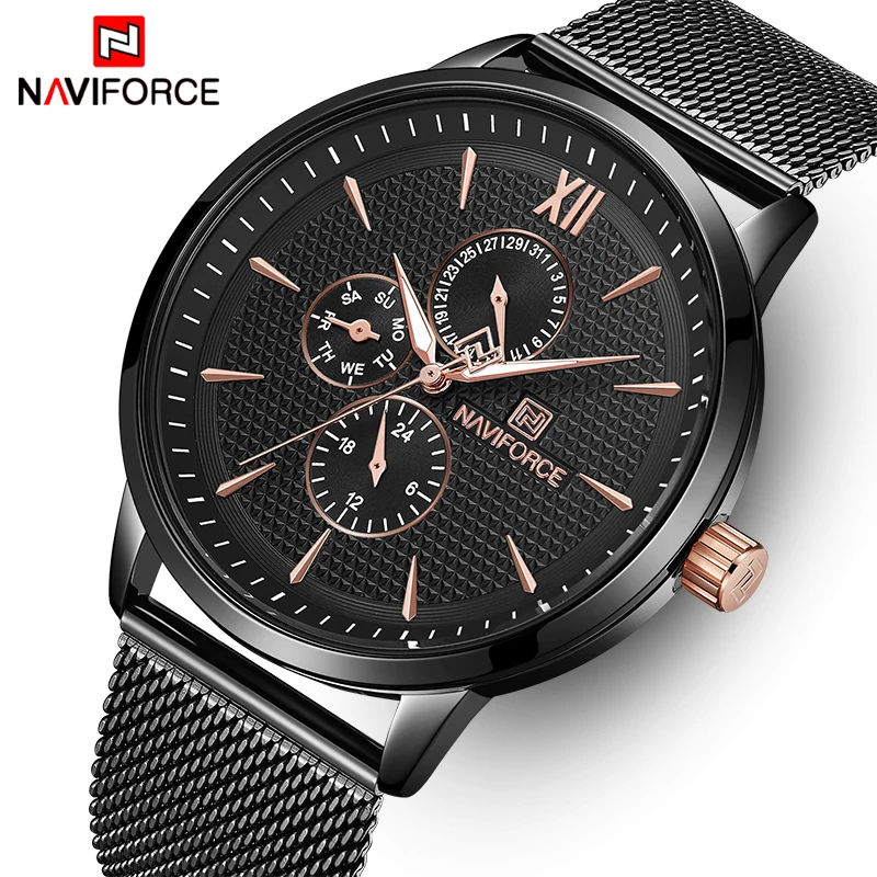 Часы наручные NAVIFORCE Мужские кварцевые брендовые Роскошные модные спортивные