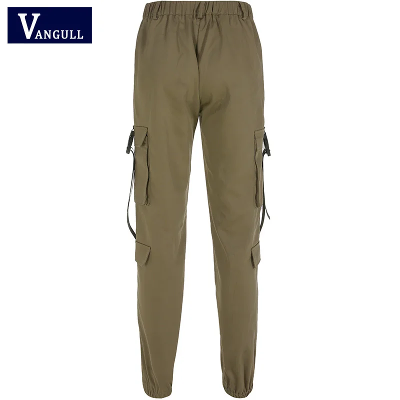 Женские свободные брюки Vangull брюки-карго в стиле панк Харадзюку с ремешком и