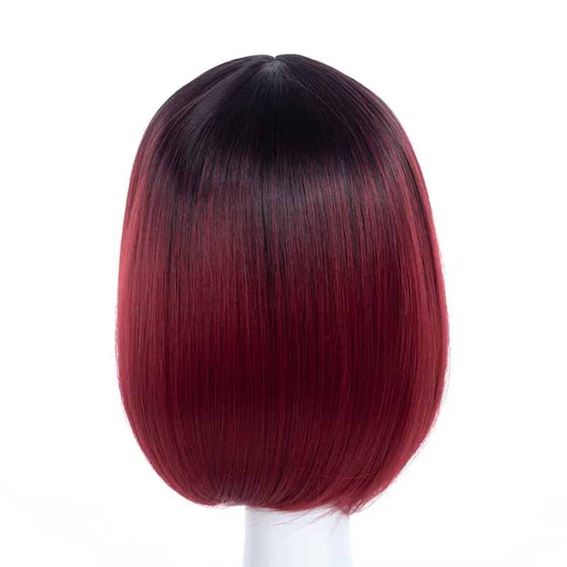 MSI Wigs два тона блонд Омбре парик натуральный афро короткие прямые волосы синтетические парики для женщин термостойкие - Цвет: T1B/красный