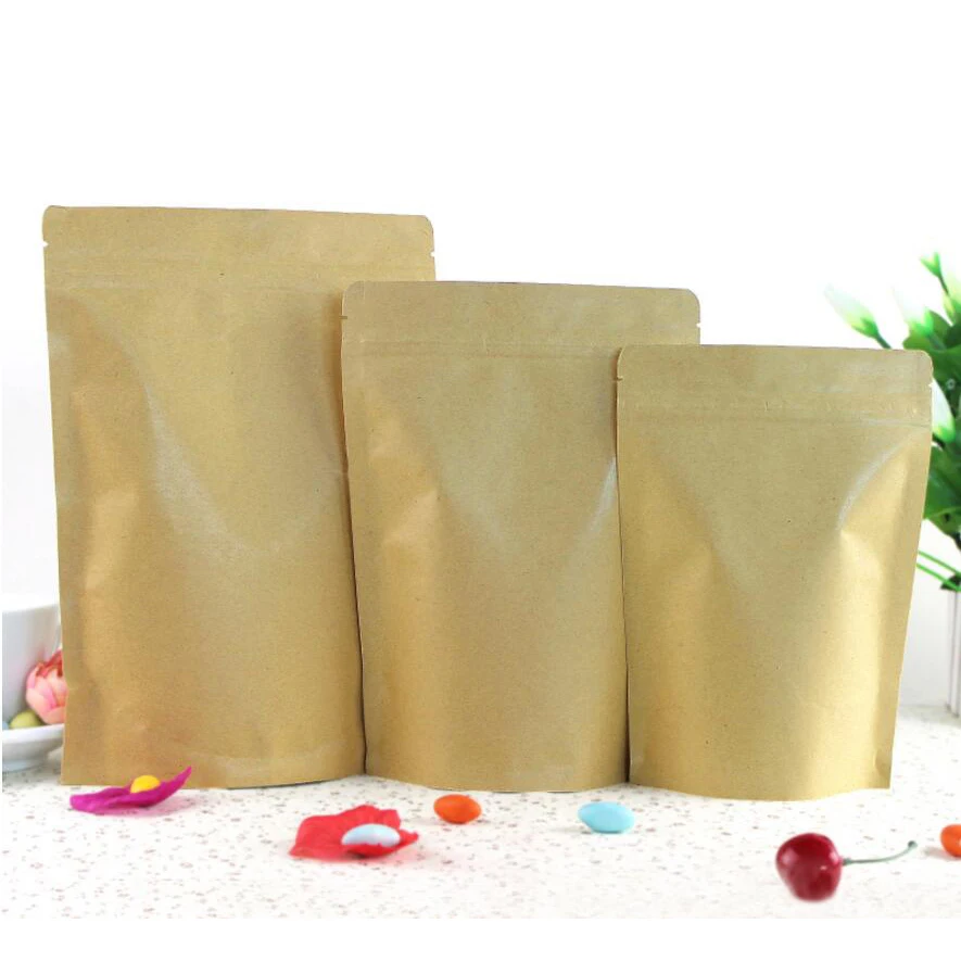100 шт высокий барьер подставка из крафт-бумаги на молнии мешочек для кофе Молния