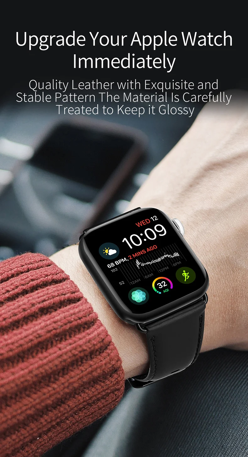 DUX DUCIS ремешок из натуральной кожи для Apple Watch Series 4 3 2 1 настоящий кожаный ремень пряжка для Apple Watch 4 44 40 42 38 мм