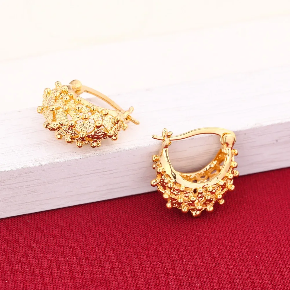 Новые серьги для женщин 24K золотого цвета европейские медные модные серьги|earrings