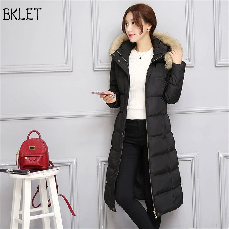 2018 новые женские с капюшоном больше меховой воротник зимние куртки и пальто