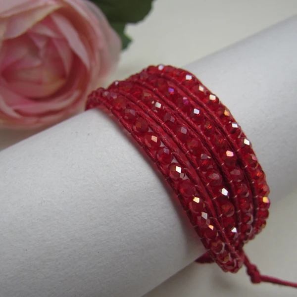 Бесплатная доставка! Рождественский браслет с красным граненым кристаллом и