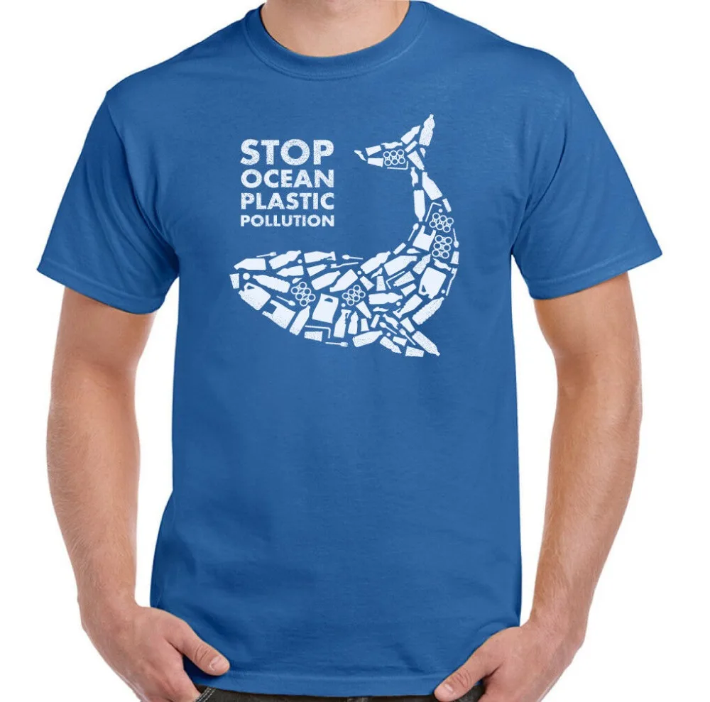 Мужская футболка из пластика Stop Ocean экологичный топ с рисунком Кита Новое