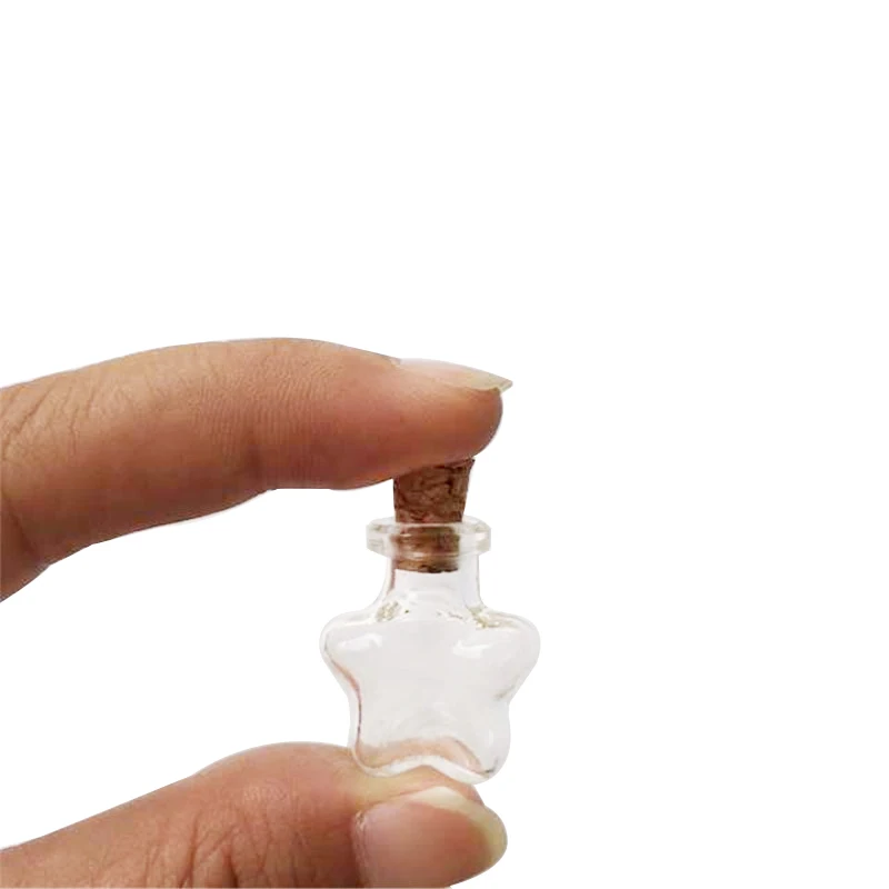 

10 pcs 20x24x6 mm Clear Transparent Empty Small Glass Bottles With Corks DIY Mini Stars Art Pendants Bottles Gifts Vials