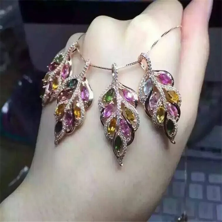 KJJEAXCMY boutique jewels S925 Серебряный кулон с натуральным турмалином + цепочка