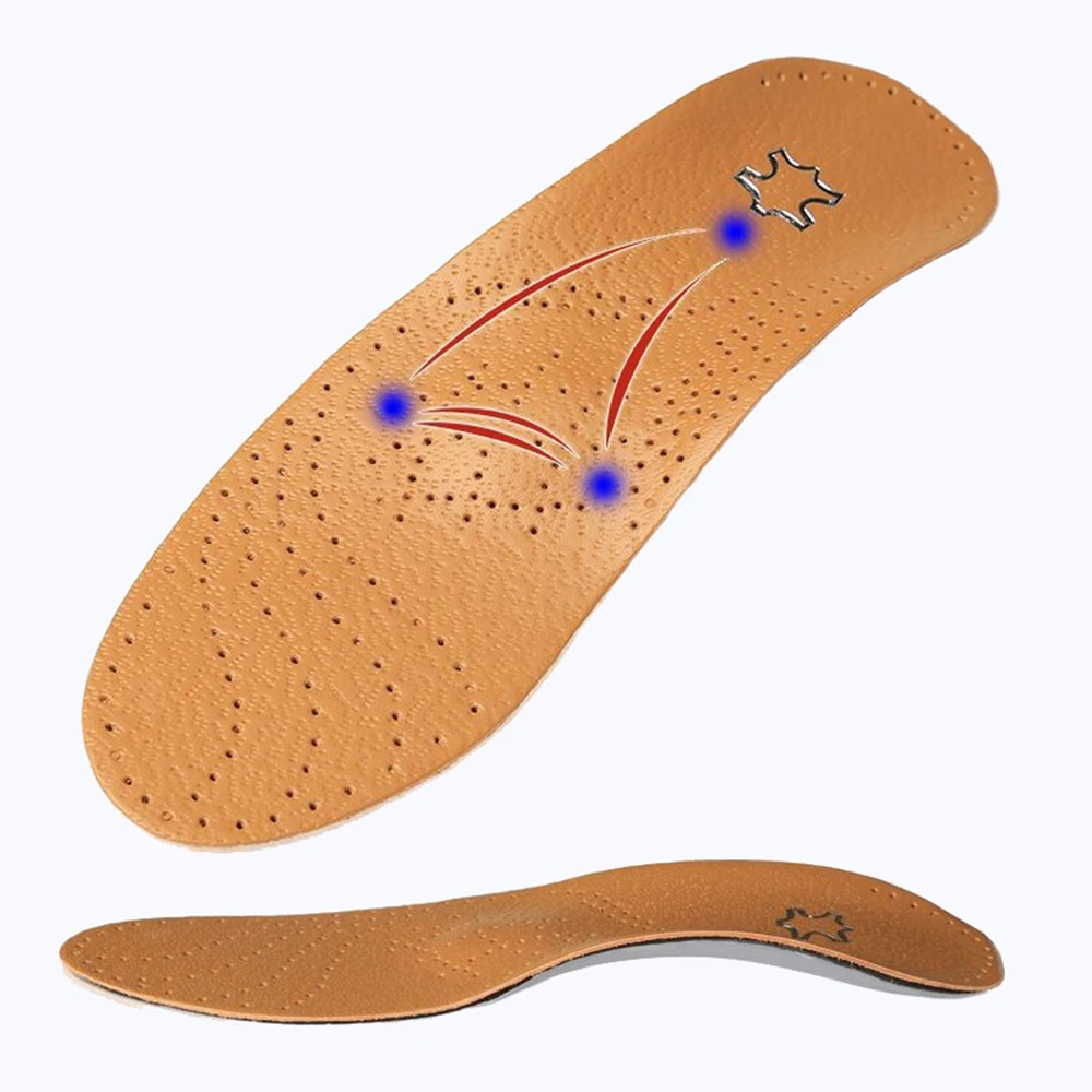 

1 Pair Fashion Soft Orthopedic Cowhide Insole Amortization Feet Arch Support Massage Shoes Pad Foot Care Supplies