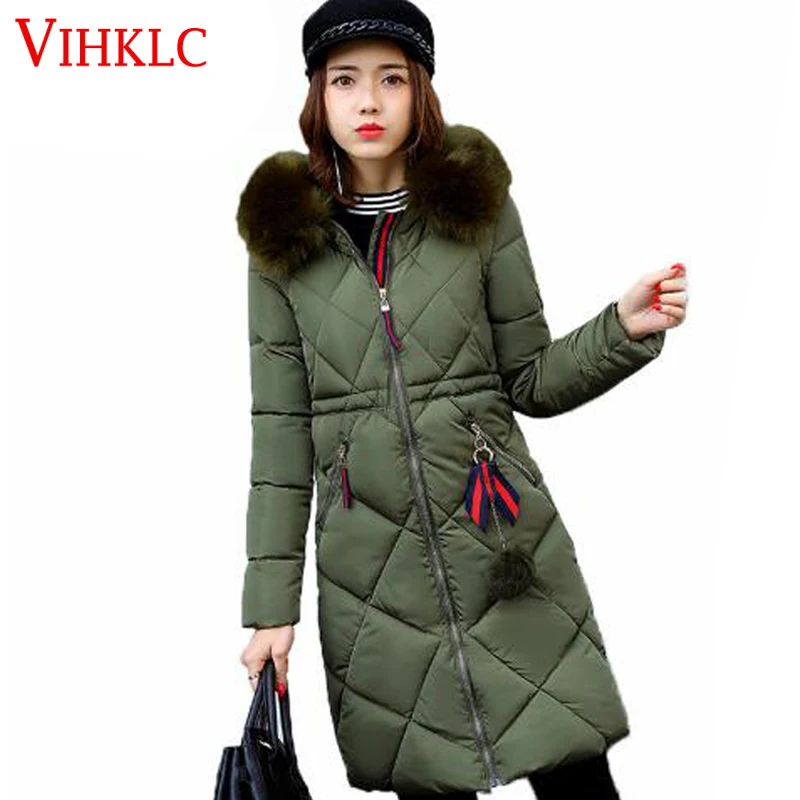 Новинка зимы толстая стеганая куртка Однотонная Одежда узкие женские пальто
