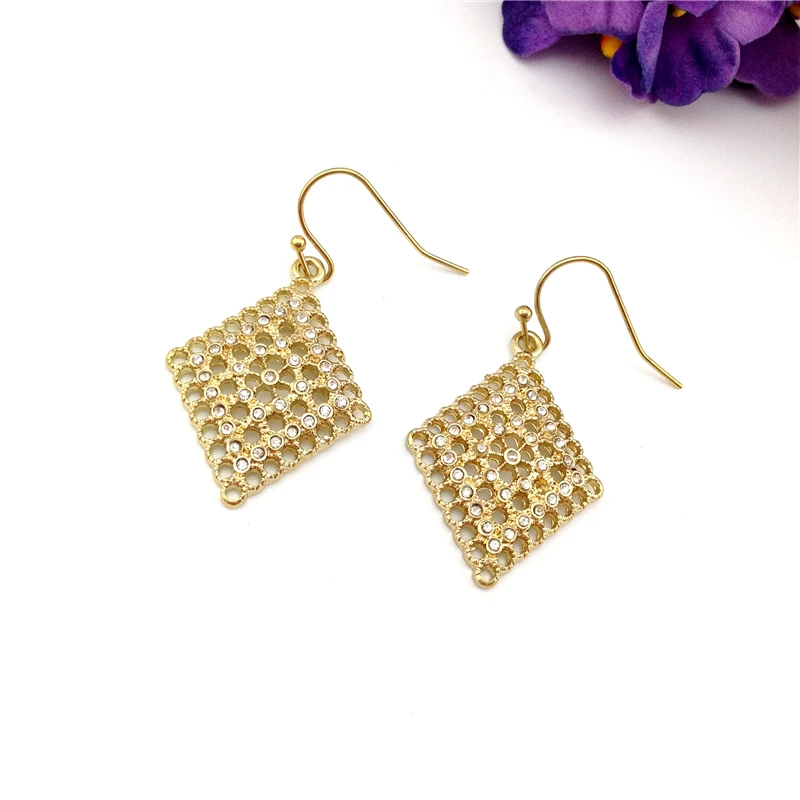 Ali Express Turkey Special Store Vintage Pending Antique Diamante Hollow Rhombic Elements Hanging Earring from India | Украшения и