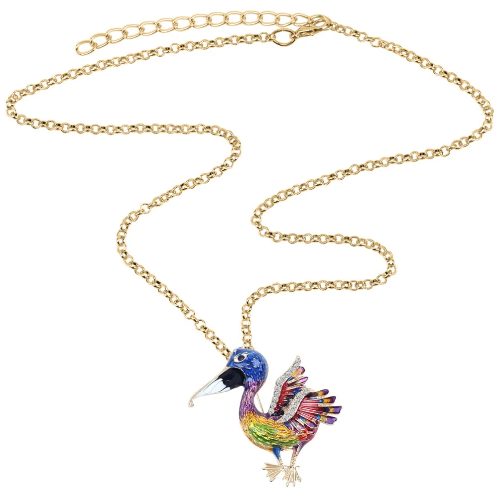 WEVENI Metal Enamel Rhinestone Novelty Bird Necklace Pendant Chain Choker Animal Alloy Jewelry For Women Girls 2018 News Bulk | Украшения и