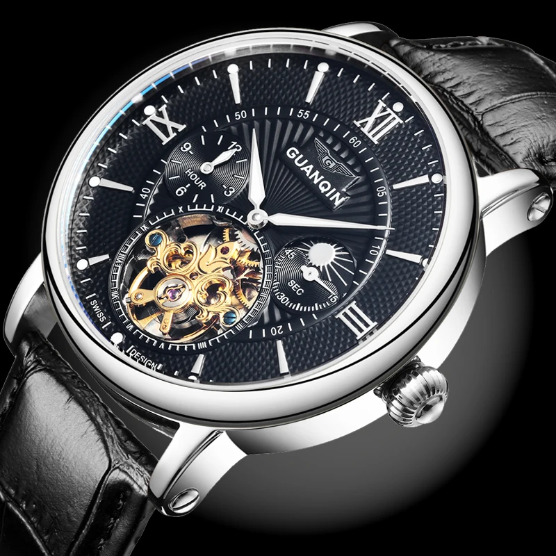 Relogio Masculino GUANQIN Tourbillon Мужские часы Лидирующий бренд роскошные золотые мужские