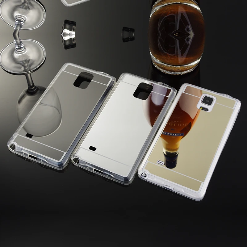 Фото Note4 Роскошные Bling Зеркало чехол для Samsung Galaxy Note 4 IV N9100 прозрачный ТПУ Край ультра