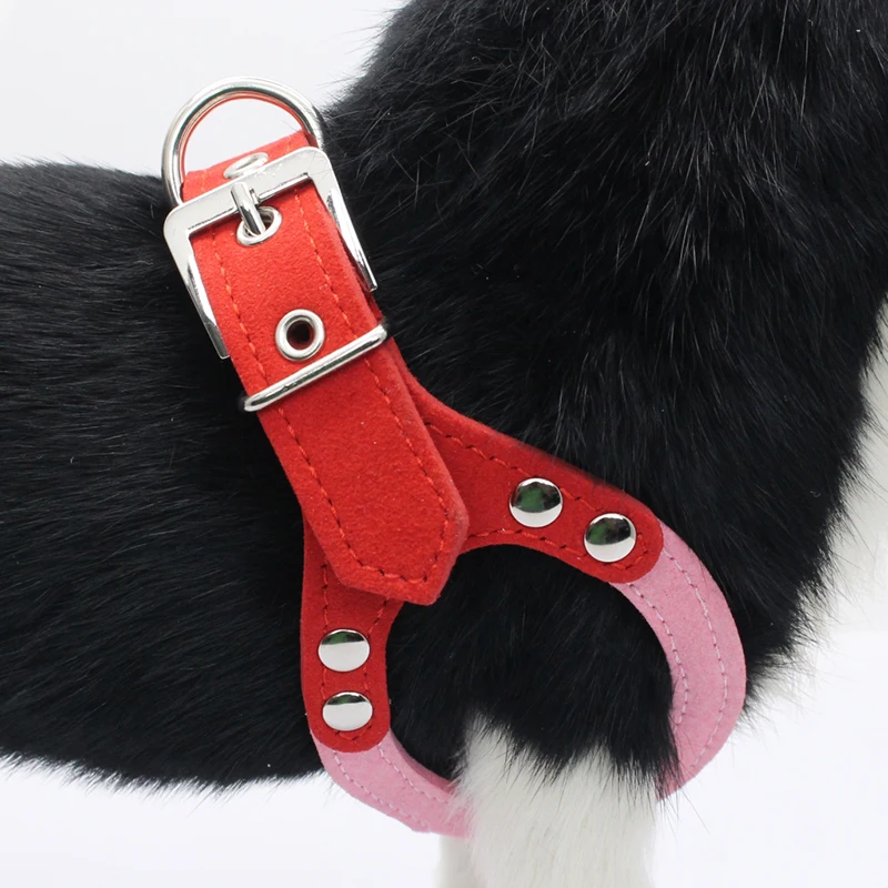 Мягкая замша кожа собака мелких пород жгут Регулируемые очки Стиль сбруя жилет