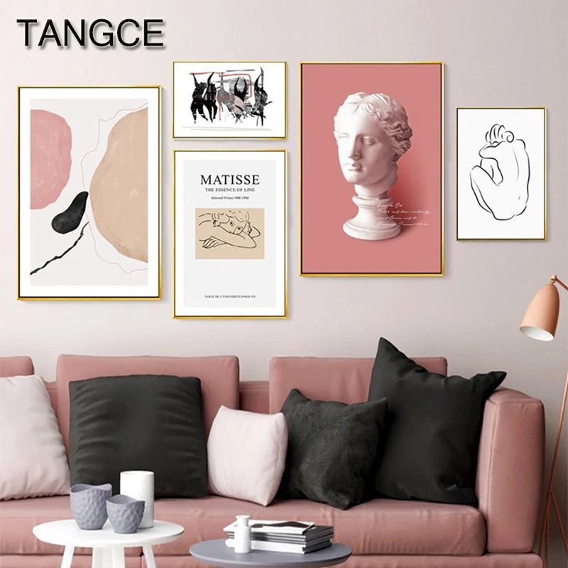 

Abstract Pink Naked Back Women Painting David Plaster Poster Print for Living Room Wall Art Picture Tableaux Cuadros Salon Decor