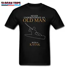 Уличная одежда, мужская футболка, модная футболка с надписью Never Underestimate An Old Man With A Kayak, футболки, Прямая поставка, подарок отцу, футболки
