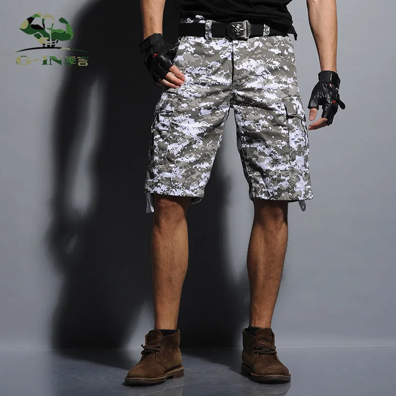 Новинка лета 2015 повседневные мужские шорты хлопок свободные половина камуфляжа