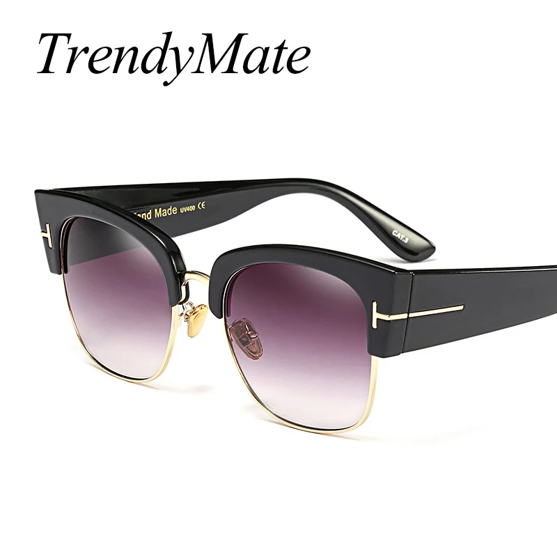 Очки солнцезащитные женские с полуободковой оправой UV400 1140T|brand sun glasses|designer