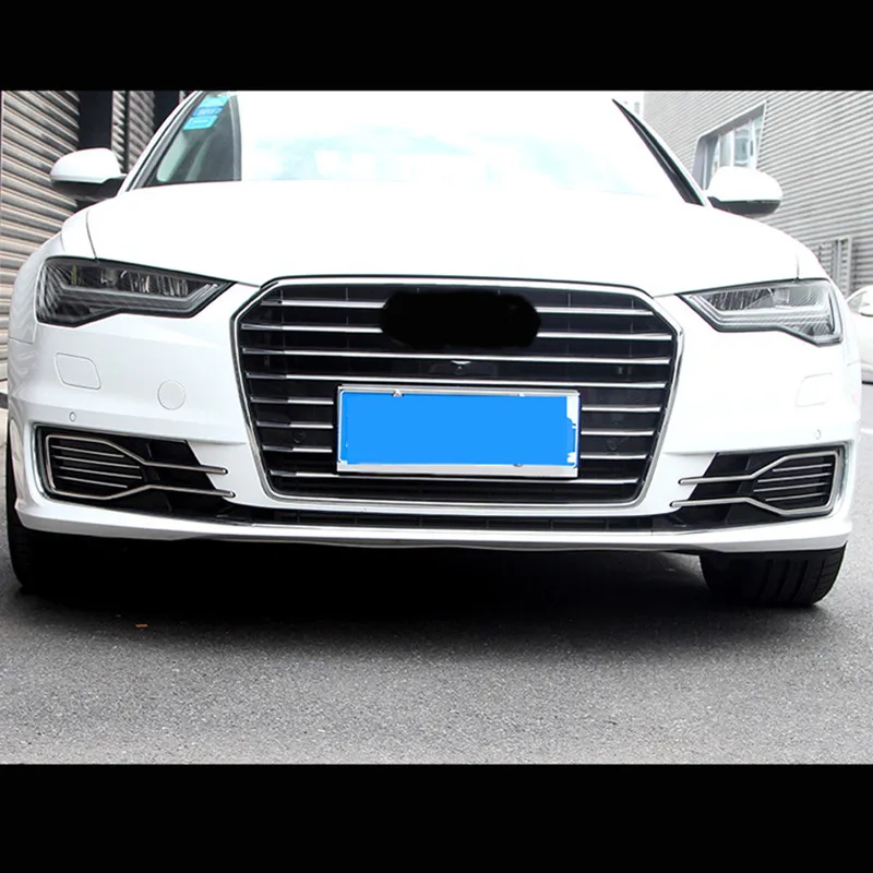Автомобильные передние противотуманные фары наклейки для Audi A6 C7 решетка Планки отделка противотуманных фар декоративные полосы внешние автомобильные аксессуары