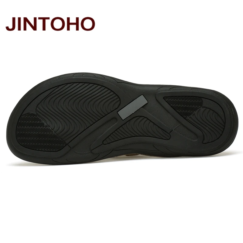 Шлепанцы JINTOHO мужские из натуральной кожи пляжные массажные тапки модные