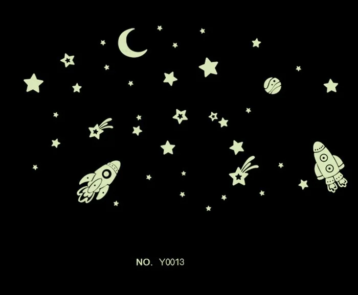 Spaceship Fluorescence Noctilucent Glow in Dark Luminous Vinyl Removable Nursery Kids Child Bedroom Decor Wall Stickers Decal | Дом и сад