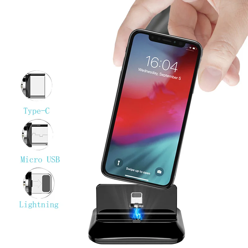 Магнит 3 в 1 зарядное устройство базовая станция для iPhone Android Lightning Typc C Micro USB