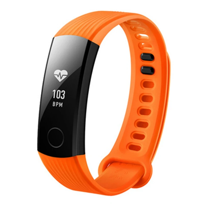 orange huawei Honor Band 3 5ATM OLED экран тачпад Непрерывный монитор сердечного ритма фитнес-трекер Push Message умный Браслет - Цвет: orange