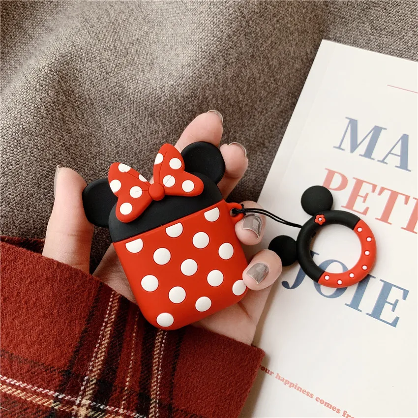 Чехол для Airpods 2 1 чехол с Микки и Минни air pods милое Силиконовое кольцо ключей Bluetooth