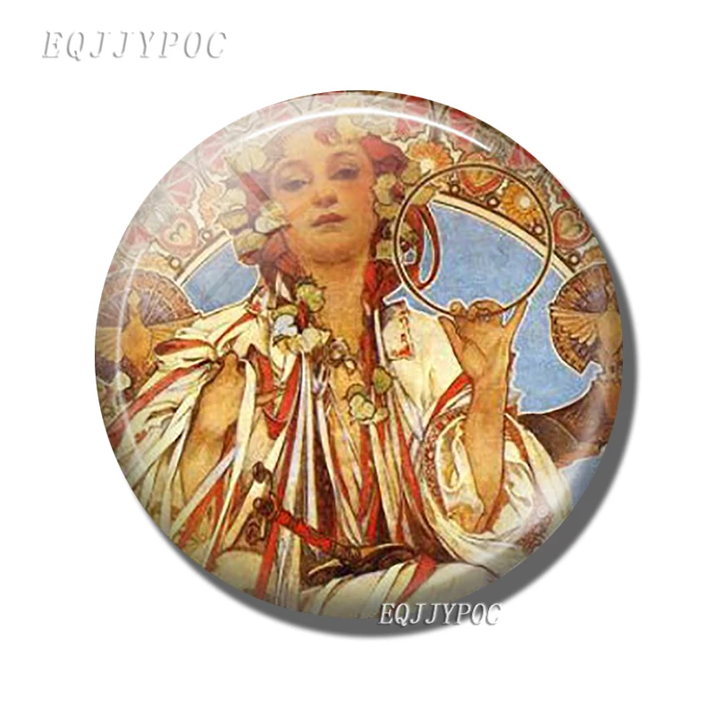 pack of 1 Альфонс Мария Муха арт Зодиак-плюща-фрукты-Gismonda стеклянные магнитные магниты на холодильник для холодильников для украшения дома - Цвет: pack of 1