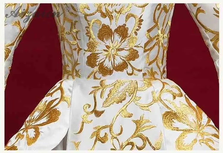 Мода V образным вырезом Длинные Cheongsam Китай для вечернего платья с вышивкой Qipao для женщин Традиционный китайский костюмы Oriental этап платье Qi Pao
