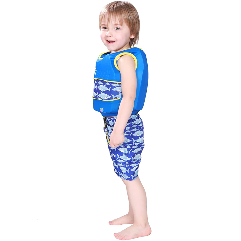 Megartico life vest kids swim trainer suit for children boys toddler float aids sharks girls life jacket vest 2 pieces set