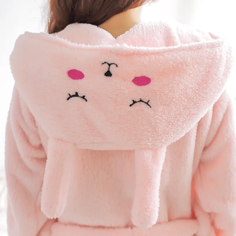 Осенне зимний женский халат для сна милые женские банные халаты с капюшоном