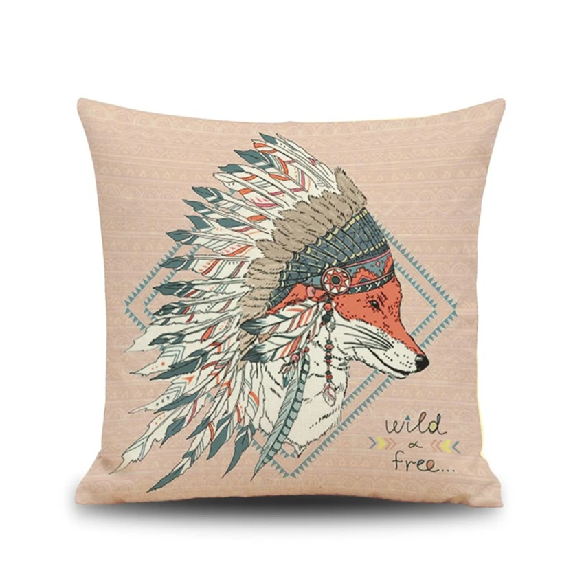 Индийский стиль животных тотем цифровая печать Белье Хлопок Наволочки Украшения