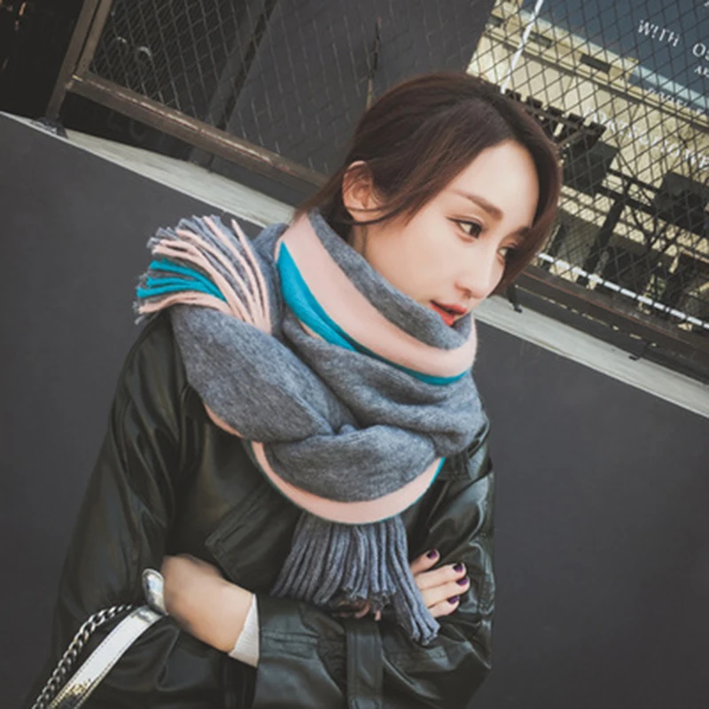 Кашемировый шарф для женщин уплотненная теплая шаль длинная брендовые шали и