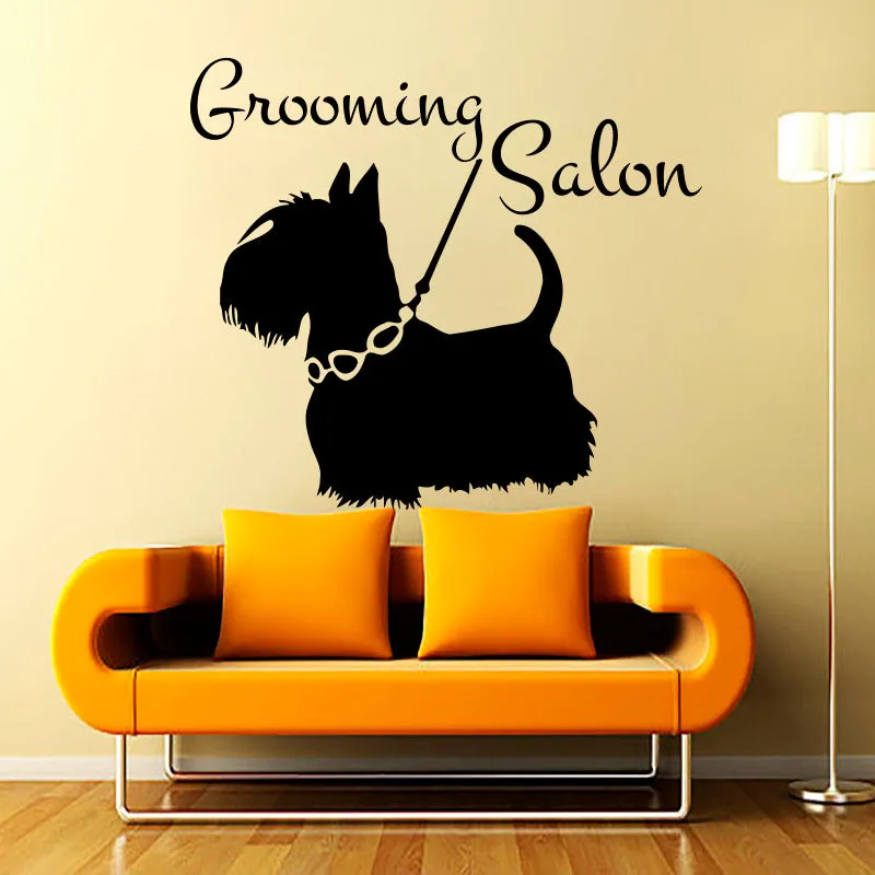 

ZOOYOO Груминг Салон стикер на стену магазин домашних животных Настенный декор собака для окна питомника черный винил съемные настенные наклейки домашний декор
