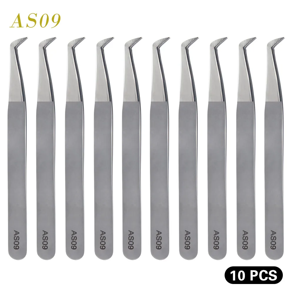 10 Pcs AS09 AS09 Пинцет для объемных ресниц 3D норковые ресницы Пинцет для наращивания ресниц точный Пинцет для ресниц индивидуальные ресницы Острый пинцет - Цвет: 10 Pcs AS09