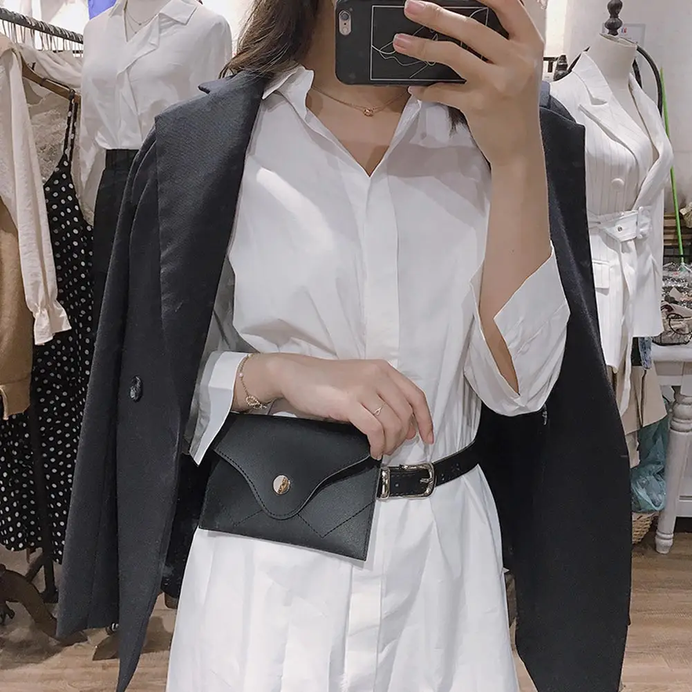 

Newly Women Belt With Waist Bag PU Leather Alloy Buckle Phone Pouch Belts for Jeans Pants Dress DO99