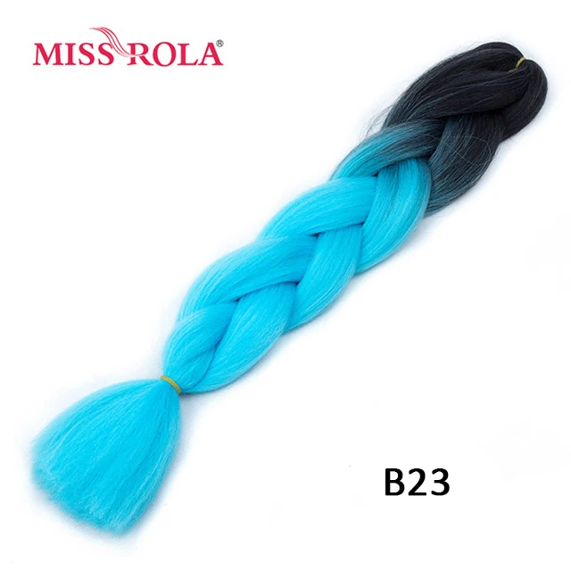 Miss Rola, большие синтетические косы, волосы, 100 г, 24 дюйма, высокотемпературное волокно, Джамбо, волосы для наращивания, Омбре, вязанные крючком, косички - Цвет: B23