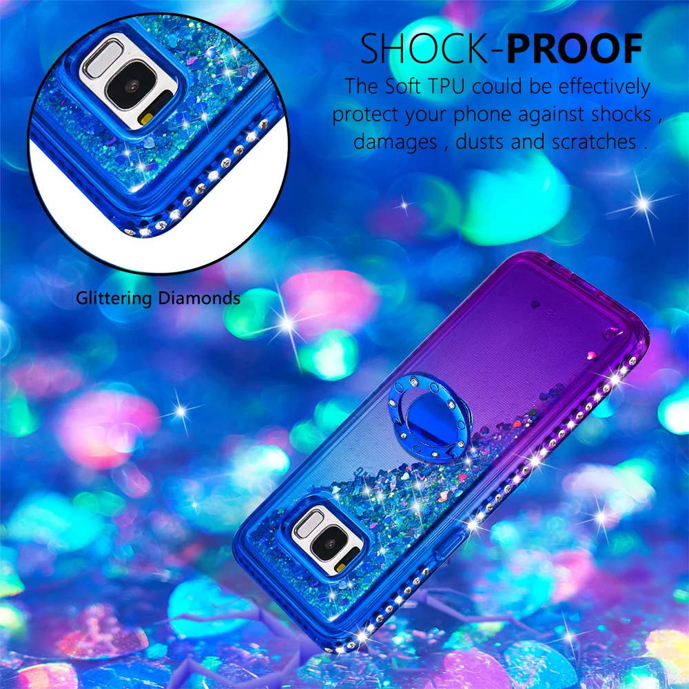 Quicksand bling Case For Samsung Galaxy S8 S9 Cover TPU Back Plus With Ring Buckle Bracket |