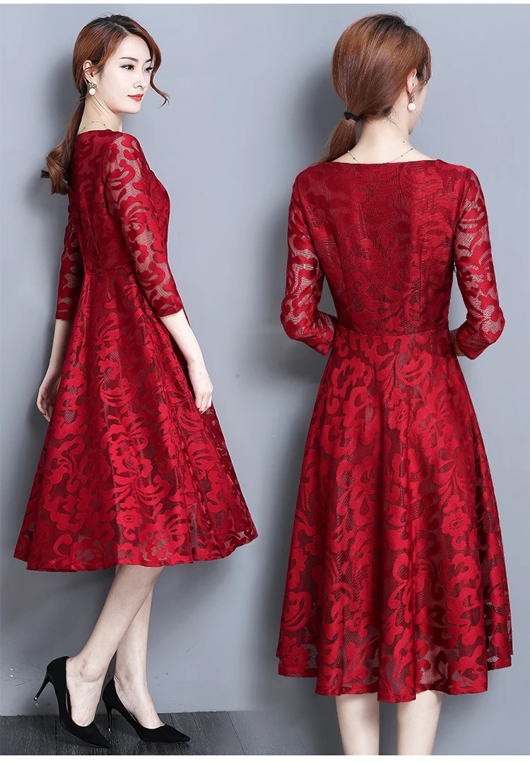 

TAJIYANE 2018 Spring Summer Dress Women Long Lace Dress Female Plus Size Half Sleeve Party Dresses Elegant Black Vestido ZL002