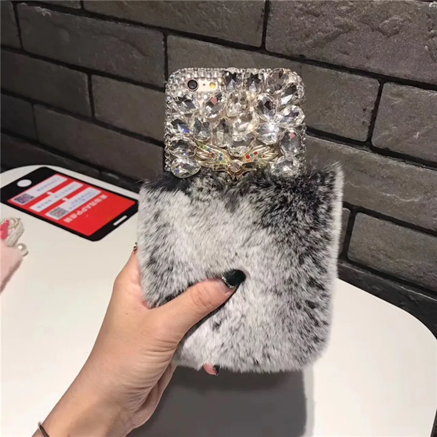 LaMaDiaa роскошный Теплый мягкий меховой чехол для телефона для iPhone 11 Pro Max XR 6 6s Bling Diamond чехол-держатель с кольцом для iPhone 6 6s 7 8 Plus