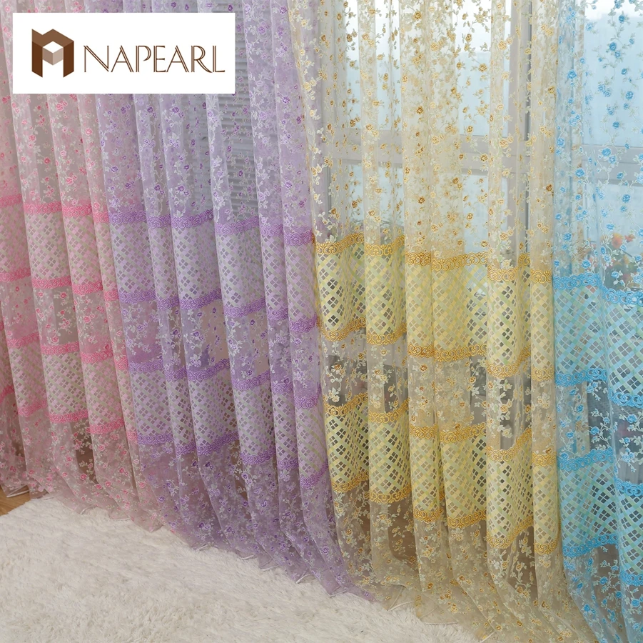 Современная оконная занавеска NAPEARL Тюлевая ткань с принтом для занавесок