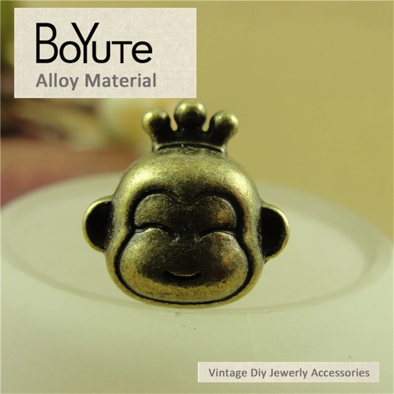 

BoYuTe (30 Pieces/Lot) 14*15MM Zinc Alloy Materials Antique Bronze Silver Plated Metal Monkey Beads for Jewelry Findings