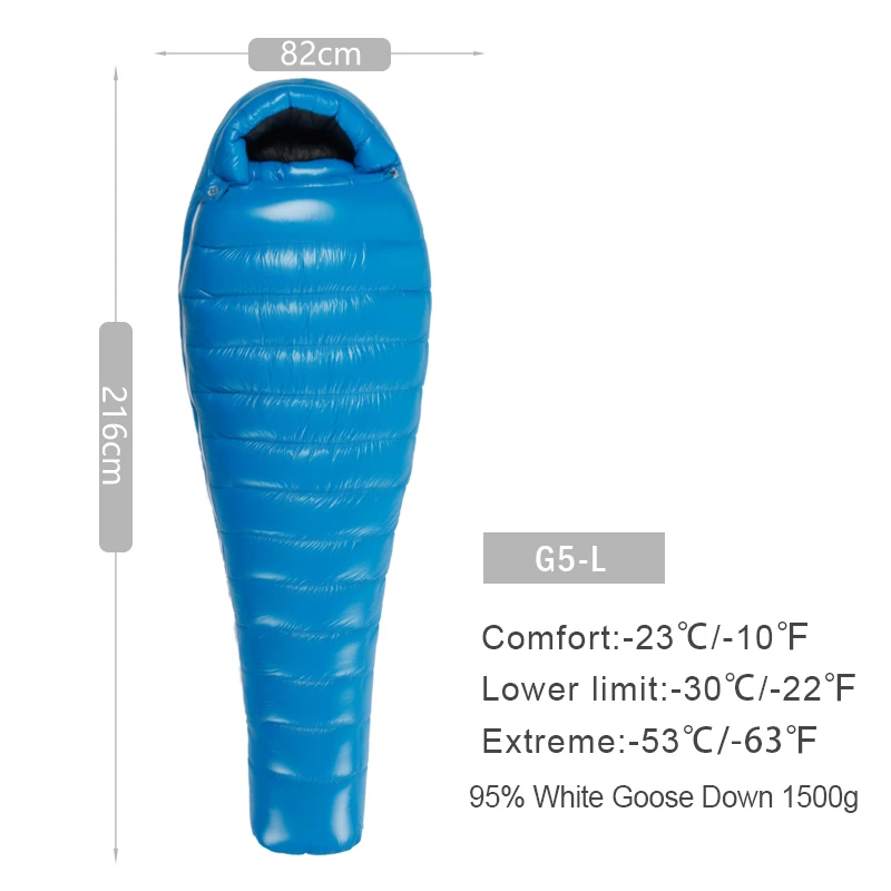 G5 BLUE LONG AEGISMAX G серия белый гусиный пух мумия кемпинг спальный мешок Сверхлегкий дефлектор Дизайн Открытый походный нейлоновый спальный мешок - Цвет: G5 BLUE LONG