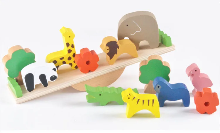 Экологическая деревянная игрушка животное Seesaw Baby Jenga баланс Конструкторы для раннего образования обучающие игрушки